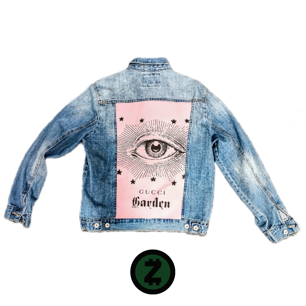 Upcycled Gucci Garden Denim Jacket with Eye Design